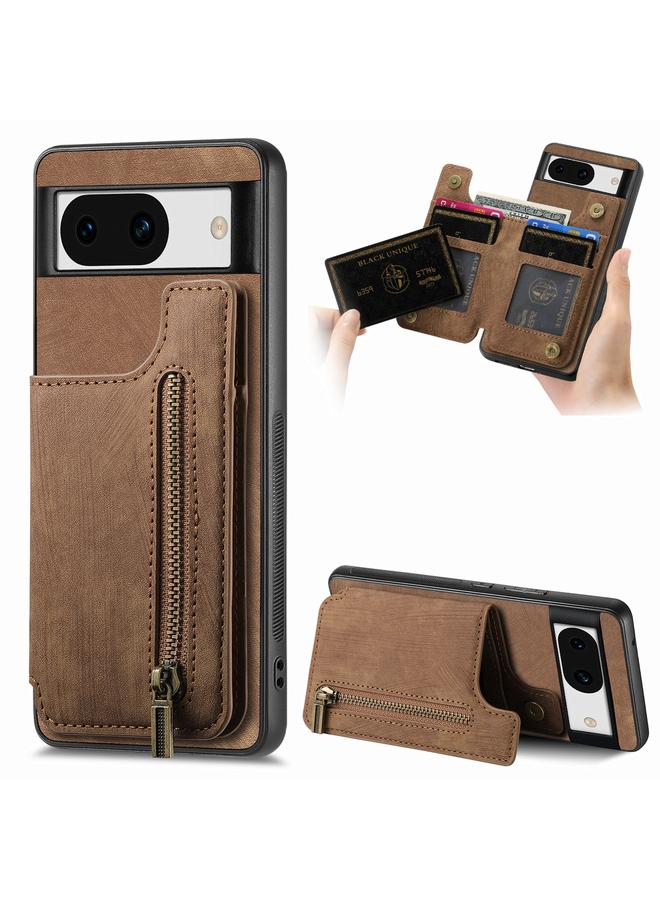 S-TOP Case For Google Pixel 9 / 9 Pro Retro Leather Zipper Wallet Back Phone Case - Image 1