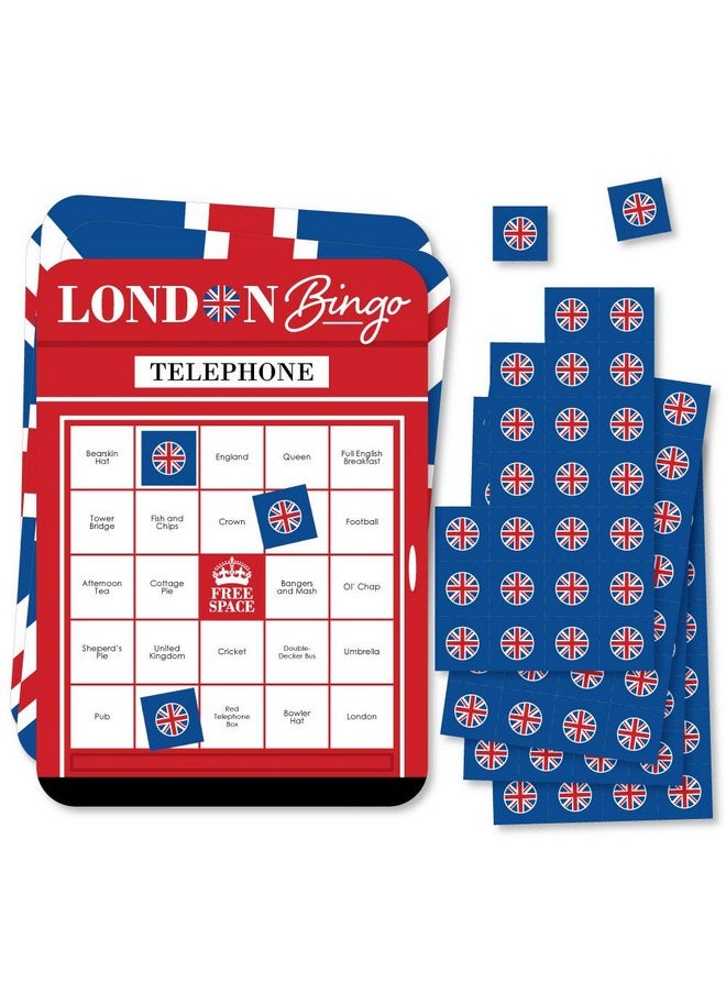 Big Dot of Happiness Big Dot of Happiness Cheerio, London - Bingo Cards and Markers - British UK Party Bingo Game - Set of 18  - Image 1