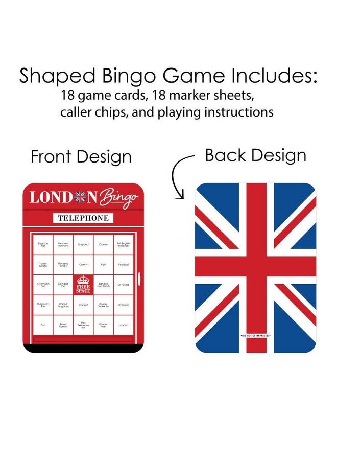 Big Dot of Happiness Big Dot of Happiness Cheerio, London - Bingo Cards and Markers - British UK Party Bingo Game - Set of 18  - Image 3