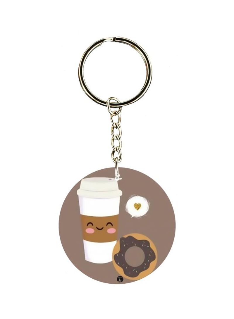 Coffee And Donut Printed Keychain