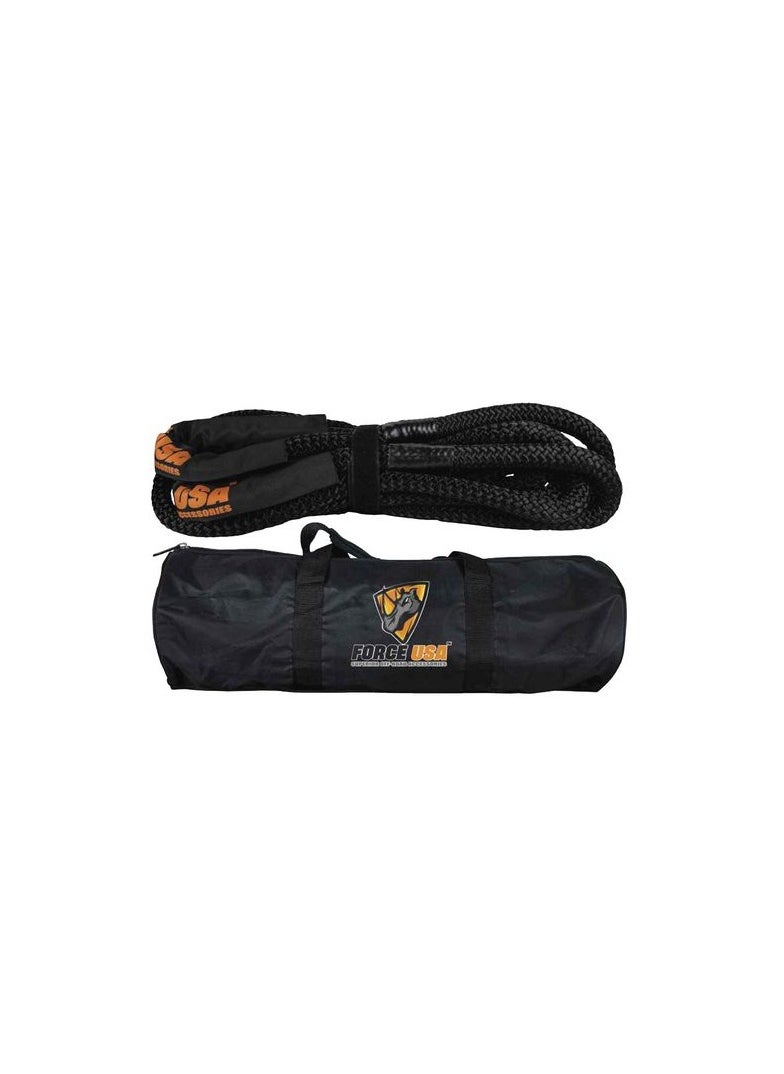 FORCE USA - Kinetic Tow Rope Kinetic Recovery Rope Elasticity Energy Strap Shackle Ropes Kinetic Energy Vehicle Recovery Double Nylon Braided Rope with Tote Bag Heavy Duty Vehicle Recovery Rope - Image 1