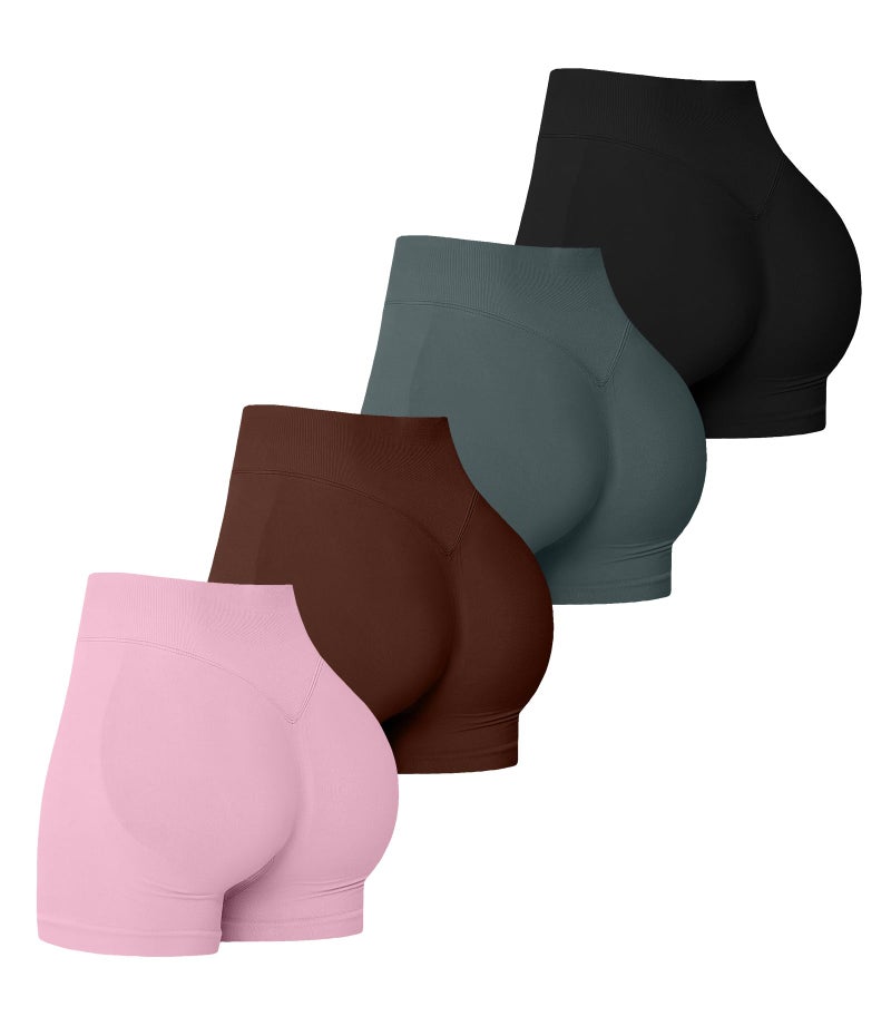 YWBIN 4 Pack Women Workout Gym Impact Shorts Seamless Scrunch Butt Lifting Gym Yoga Shorts - Image 1