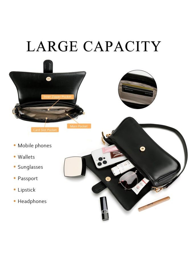kkxiu Shoulder Bag for Women, Small Handbag Hobo Purses, Retro Clutch Underarm Bag, Black01 - Image 4