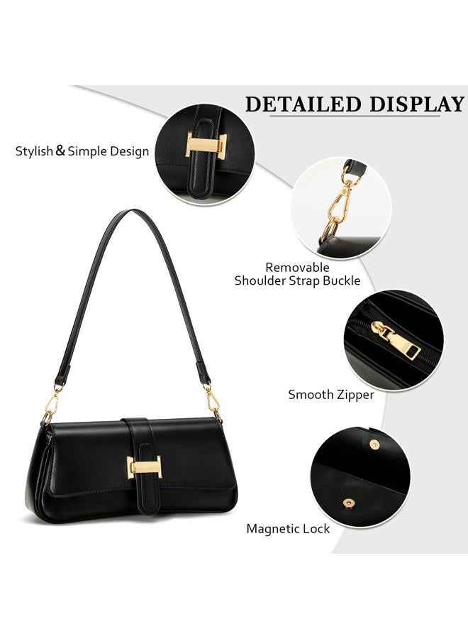 kkxiu Shoulder Bag for Women, Small Handbag Hobo Purses, Retro Clutch Underarm Bag, Black01 - Image 3