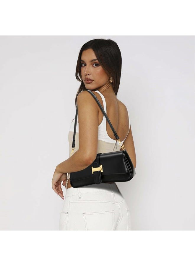 kkxiu Shoulder Bag for Women, Small Handbag Hobo Purses, Retro Clutch Underarm Bag, Black01 - Image 2