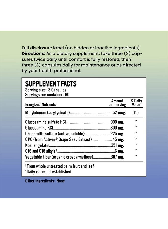 Alkaline for Life مكمل دعم المفاصل Joint Calm جلوكوزامين كوندرويتين - 900 ملغ جلوكوزامين سلفات HCI، 300 ملغ جلوكوزامين KCI، 225 ملغ سلفات كوندرويتين مع مضادات الأكسدة OPC لدعم الالتهابات - Image 2