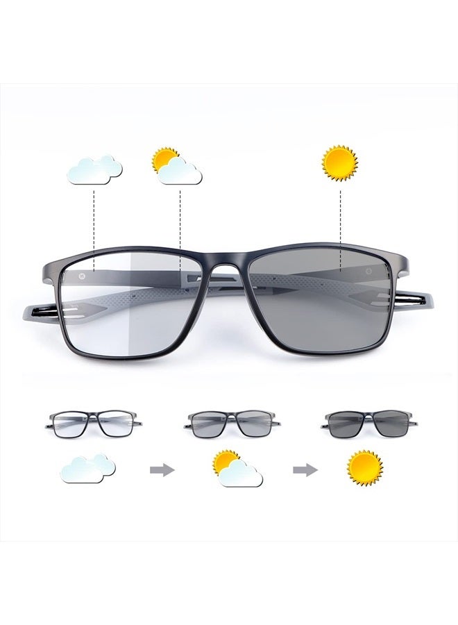 MIRYEA Photochromic Progressive Multifocus Reading Sunglasses Spring Hinges Blue Light Blocking Computer Glasses UV400 Protection Multifocal Transition Sun Readers Anti Glare Shades Eyeglasses Eyewear - Image 1