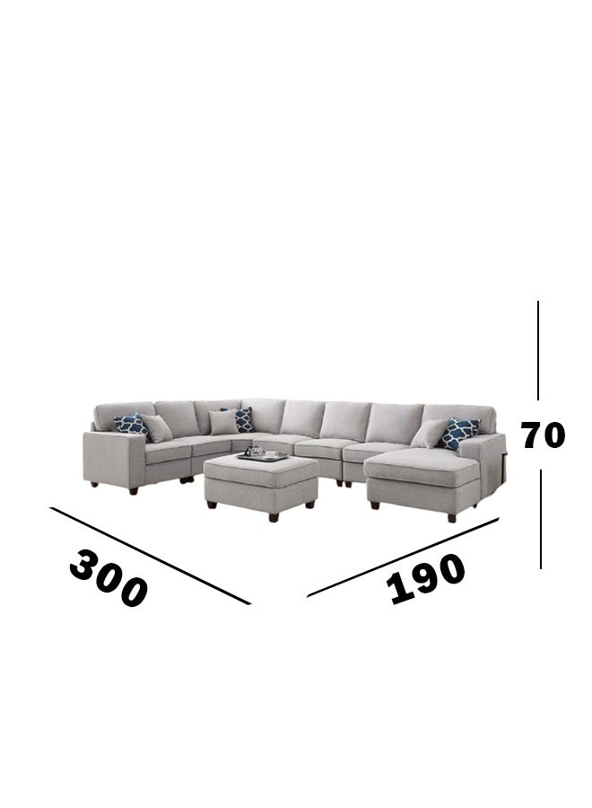 هوم جويز كنبة زاوية رويال أواسيس لونج - قماش كتان باللون الرمادي الفاتح - هيكل من الخشب السويدي - Image 3