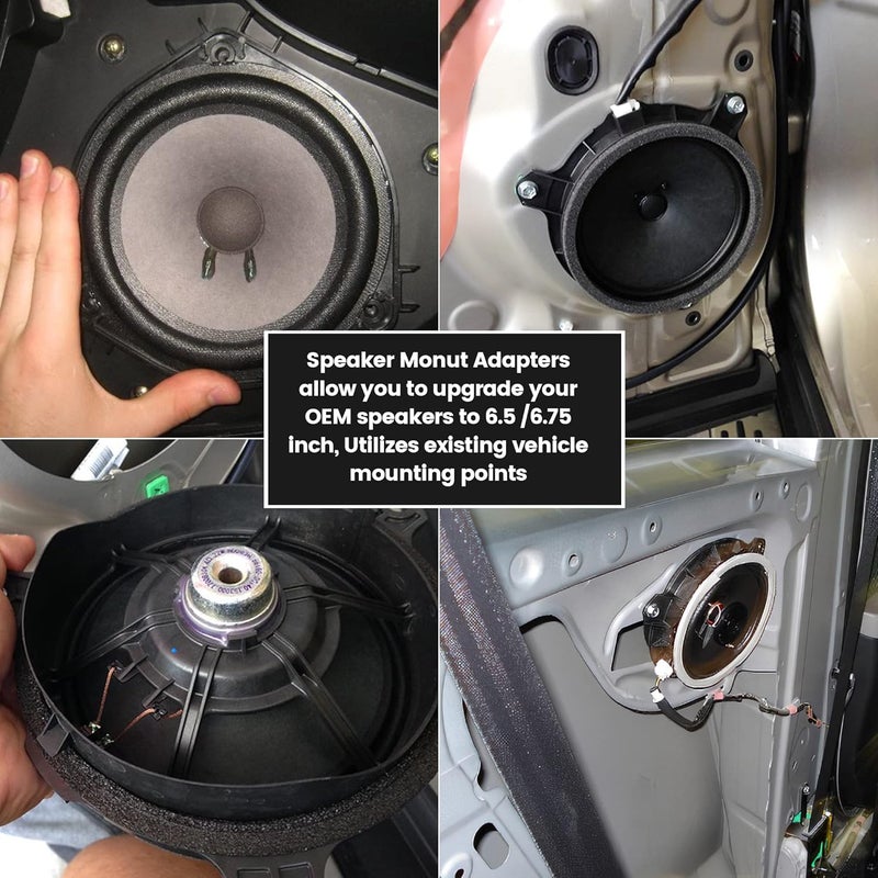 RED WOLF 6.5 Inch Door Speaker Adapter Spacer Ring with Wire Harness for Toyota and Scion - Image 3