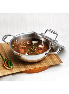 VINOD Vinod Platinum Triply Stainless Steel Extra Deep Kadai with Stainless Steel Lid 1.5 litres Capacity (20 cm Diameter) | 20 cm Triply Stainless Steel Kadai, Silver (Induction and Gas Stove Friendly)  - Image 1