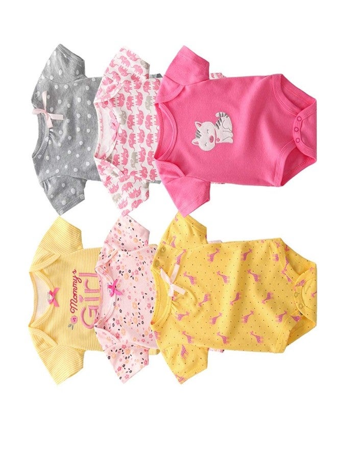 Futaba Infant Baby Short Sleeves Rompers -Pack of six- Sunshine Yellow Pink -03-06 months - Image 2
