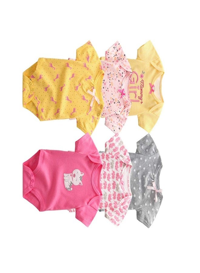 Futaba Infant Baby Short Sleeves Rompers -Pack of six- Sunshine Yellow Pink -03-06 months - Image 4