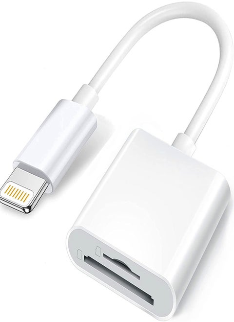 Lightning to SD & TF Card Dual Slot Reader for iphone/ipad, 2 in 1 Micro SD TF Memory Card Adapter, Trail Camera Viewer SD Card Reader, Plug and Play
