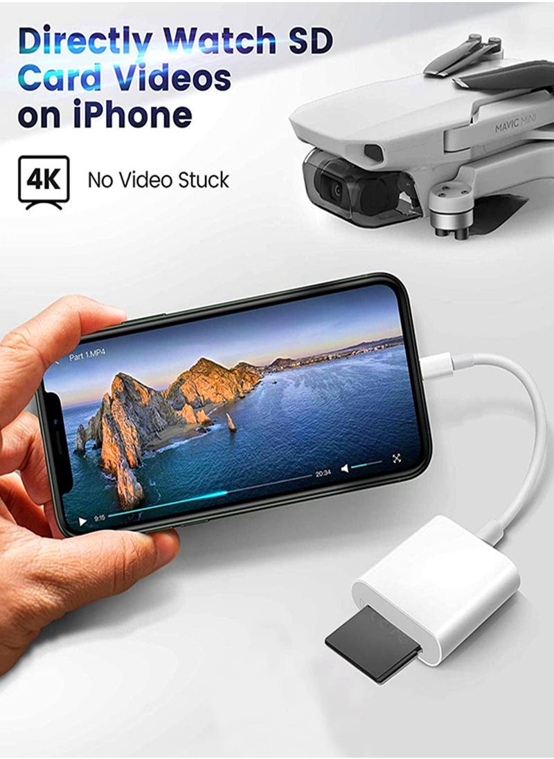 Lightning to SD & TF Card Dual Slot Reader for iphone/ipad, 2 in 1 Micro SD TF Memory Card Adapter, Trail Camera Viewer SD Card Reader, Plug and Play