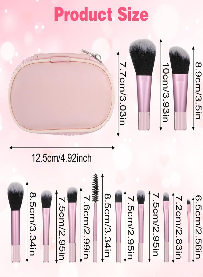 JIYIN 10 PCS Mini Travel Makeup Brushes Set, Pink Portable Full Complete Function Cosmetic Kit with Brush Pouch Professional Makeup Brush Set for Women Girls Brush Blush Powder Eye Shadow - Image 2