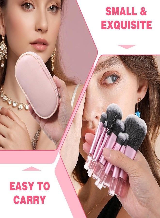 JIYIN 10 PCS Mini Travel Makeup Brushes Set, Pink Portable Full Complete Function Cosmetic Kit with Brush Pouch Professional Makeup Brush Set for Women Girls Brush Blush Powder Eye Shadow - Image 4