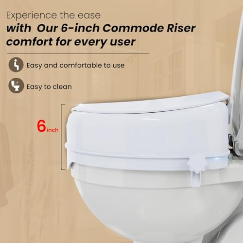 MCP 6-Inches With Lid Toilet Commode Seat Raiser Elevator Extension 7060D|Fits In Egg/Oval Shaped Commodes Only|Handicap, Knee Patients, Old Senior Citizen|Easy To Install,White - Image 5
