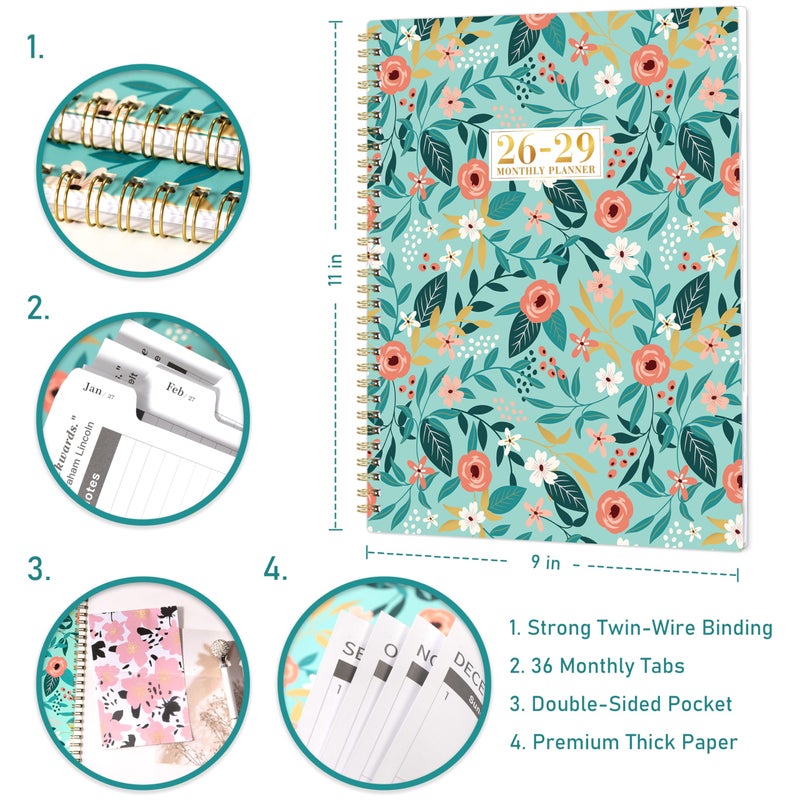 Feteulo 2026-2029 Monthly Planner/Calendar - JUL. 2026 - JUN. 2029, 9" Ã— 11", 3 Year Monthly Planner 2026-2029, Large 36-Month Calendar with Tab, Back Pocket, Twin-Wire Binding, Premium Paper, Note Page - Image 5