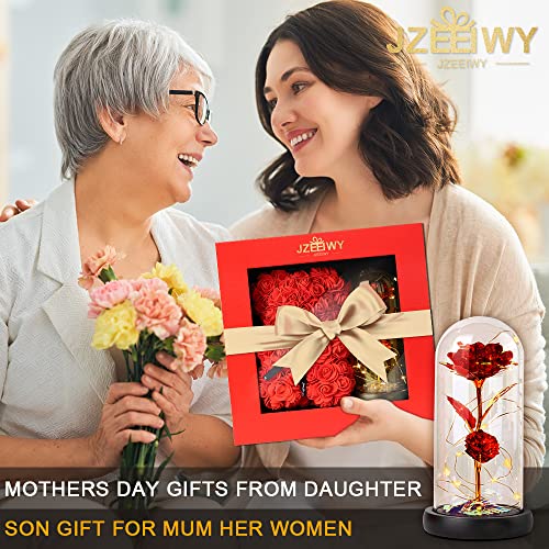JZEEIWY Flower Rose Bear for Mom,Perfect Birthday Romantic Gift for Wife Daughter Girlfriend Friend Her,Light up Rose in Glass Dome for Birthday Anniversary Mothers Day Valentines Day - Image 5