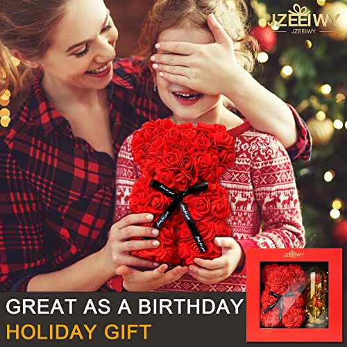 JZEEIWY Flower Rose Bear for Mom,Perfect Birthday Romantic Gift for Wife Daughter Girlfriend Friend Her,Light up Rose in Glass Dome for Birthday Anniversary Mothers Day Valentines Day - Image 4