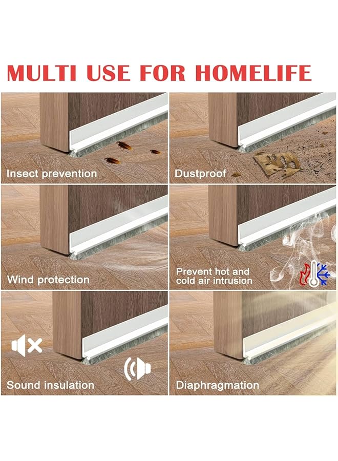 إيروريكس مانع تيار الهواء أسفل الباب لمنع تسرب الهواء وعزل الغبار والصوت، مانع تسرب أسفل الباب لمنع تسرب الغبار والصوت، مقاوم للرياح والأمطار 100 سم * 53 مم - Image 4