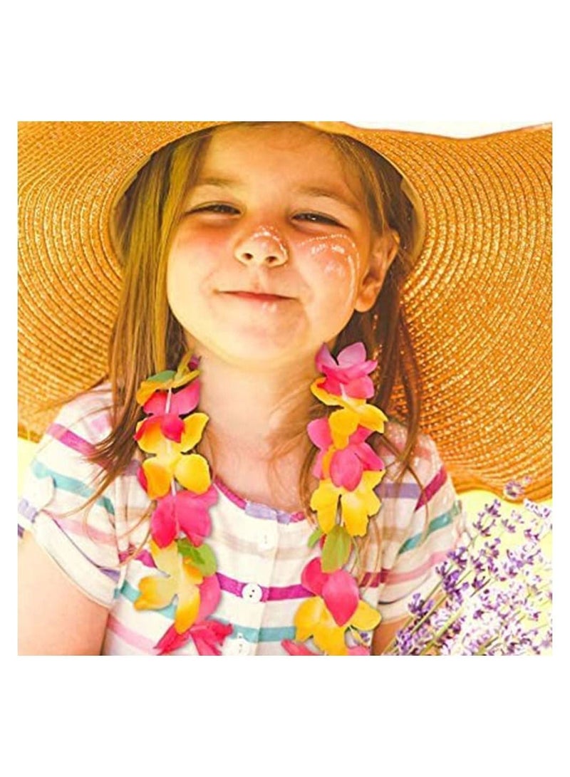 Generic 6 Pack Colorful Hawaiian Luau Tropical Flower Lei Garland Party Decorations Supplies Floral Leis for Dress Beach Theme Decorations10 Feet Each  - Image 3