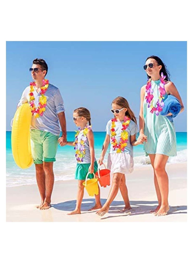 Generic 6 Pack Colorful Hawaiian Luau Tropical Flower Lei Garland Party Decorations Supplies Floral Leis for Dress Beach Theme Decorations10 Feet Each  - Image 4