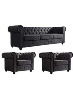 Maharat Al Bahar 5– Seater Sofa Set With 5 Pilow &Fabric Black 220x90x80 