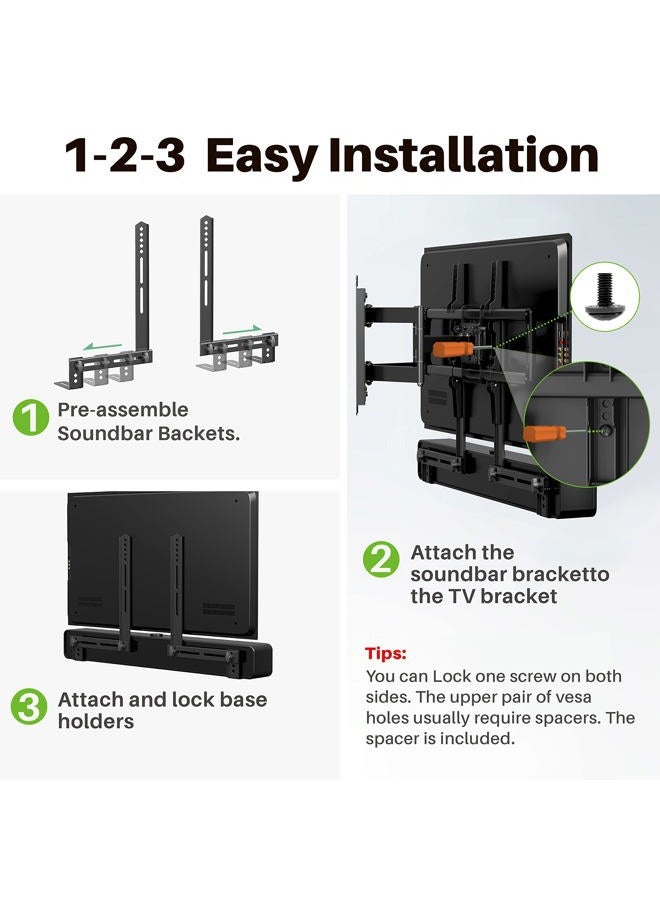 USX MOUNT Soundbar Mount Sound Bar TV Mount for Mounting Above or Under TV, Sound Bar Mount Up to 13.2 lbs, Two Removable and Lockable Hooks for Back or Bottom Holes - Image 5