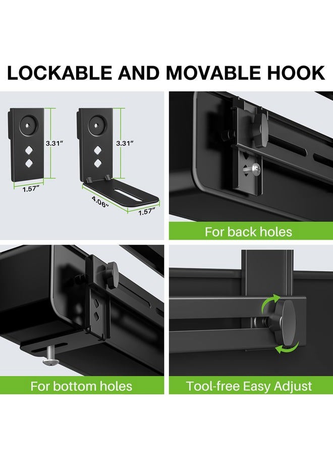 USX MOUNT Soundbar Mount Sound Bar TV Mount for Mounting Above or Under TV, Sound Bar Mount Up to 13.2 lbs, Two Removable and Lockable Hooks for Back or Bottom Holes - Image 3