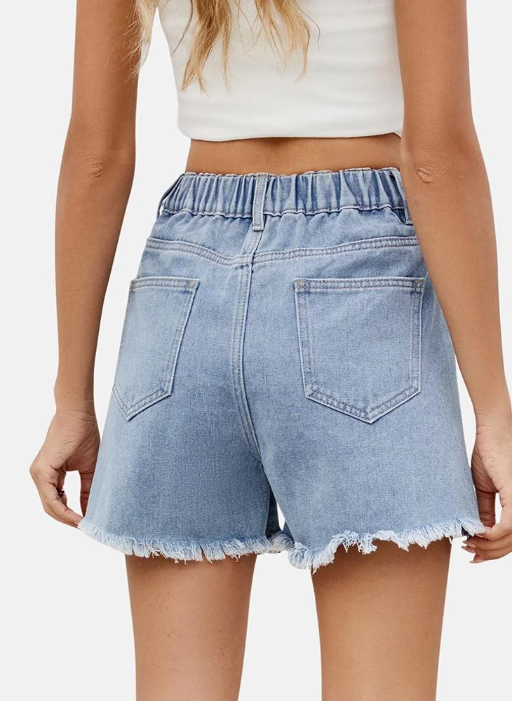 يونيكي Blue Mid Rise Plain Regular Fit Shorts