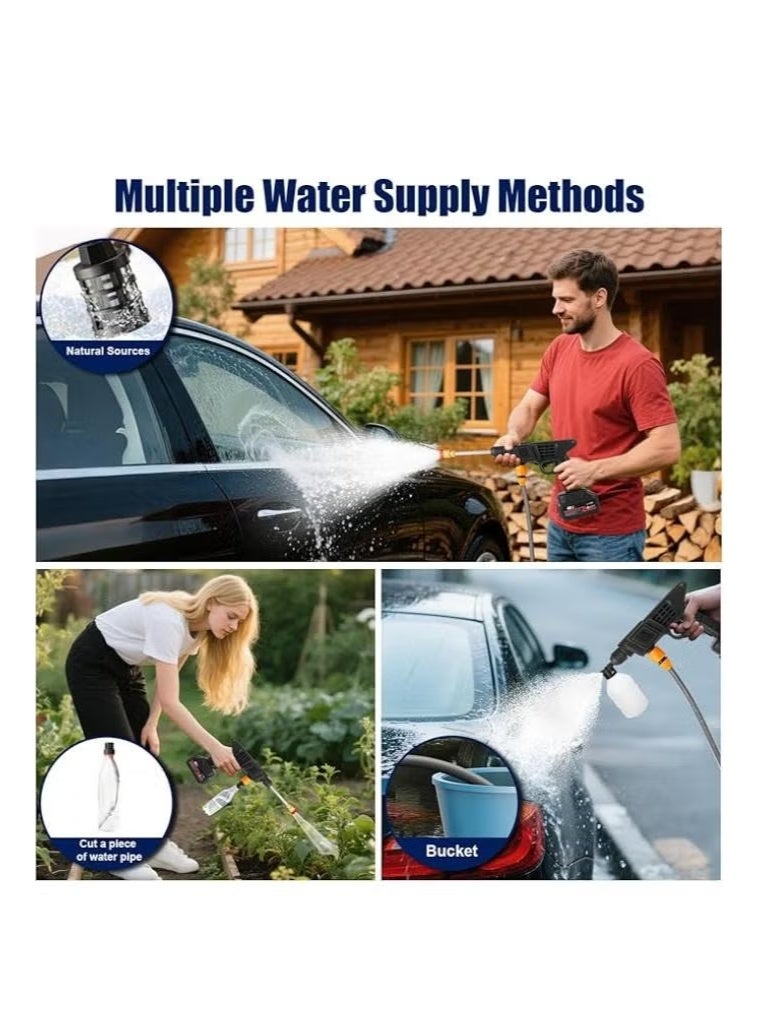 TIGER Portable High-Pressure Water Gun – Rechargeable Cordless Design with Dual 48V Lithium Batteries, 5m Hose, 3 Multi-Function Nozzles, Lightweight Pressure Washer for Cars, Floors, Outdoor Furniture, Gardens & Home Cleaning - Image 3