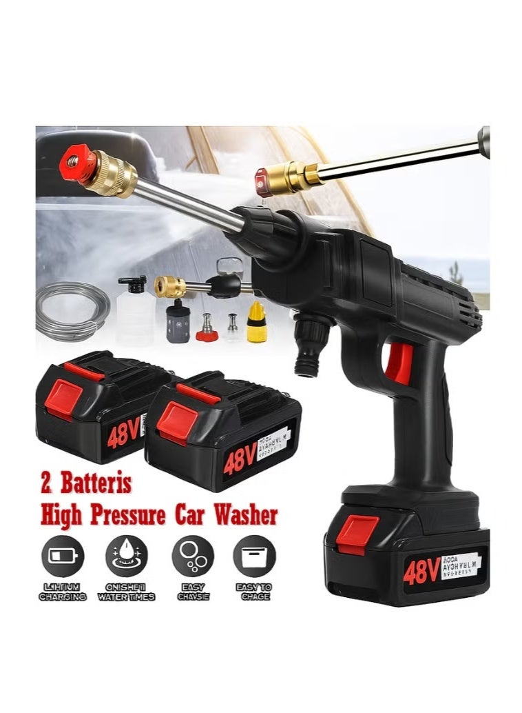 TIGER Portable High-Pressure Water Gun – Rechargeable Cordless Design with Dual 48V Lithium Batteries, 5m Hose, 3 Multi-Function Nozzles, Lightweight Pressure Washer for Cars, Floors, Outdoor Furniture, Gardens & Home Cleaning - Image 2