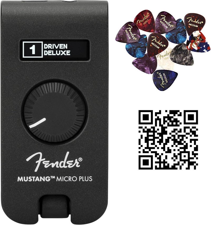 FENDER مجموعة مضخم الصوت سماعة فيندر موستانج مايكرو بلس مع ريش وفيديو تعليمي من أوستن بازار - Image 1