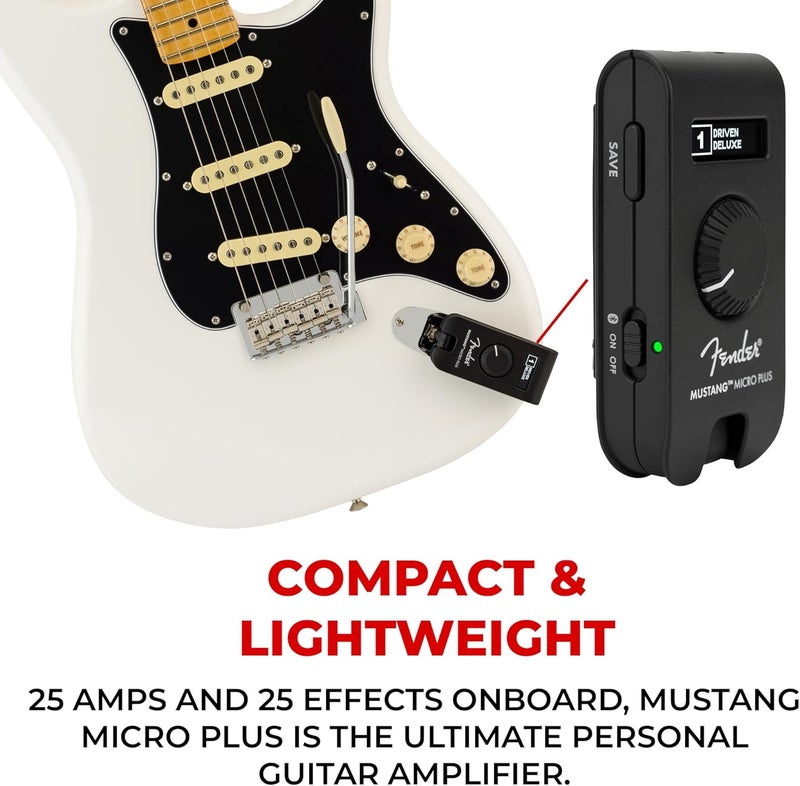 FENDER مجموعة مضخم الصوت سماعة فيندر موستانج مايكرو بلس مع ريش وفيديو تعليمي من أوستن بازار - Image 5