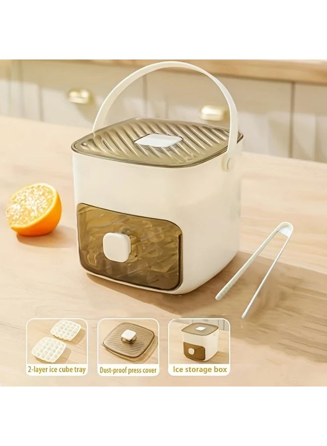 Milky White Large Ice Cube Maker With Easy Press Lid Double Layer Tray For Freezer - Image 5