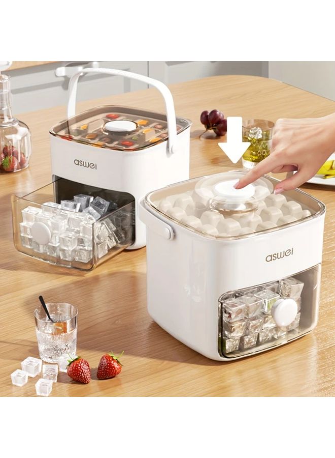 Milky White Large Ice Cube Maker With Easy Press Lid Double Layer Tray For Freezer - Image 1