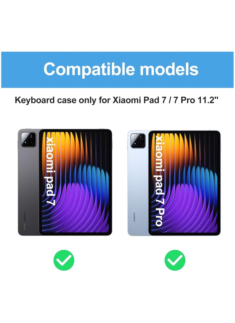 Keyboard case for Xiaomi Mi Pad 7 / Pad 7 Pro Ultra-thin PU leather Cover Detachable Bluetooth Keyboard with Arabic and English letter Touchpad and Pen Holder for Xiaomi Pad 7 / Pad 7 Pro