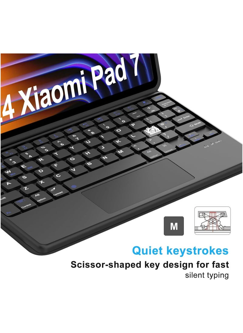 Keyboard case for Xiaomi Mi Pad 7 / Pad 7 Pro Ultra-thin PU leather Cover Detachable Bluetooth Keyboard with Arabic and English letter Touchpad and Pen Holder for Xiaomi Pad 7 / Pad 7 Pro