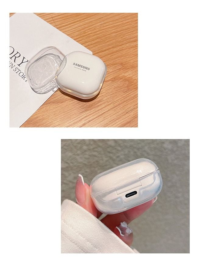 يونيك - غطاء واقي صلب مع حلقة تسلق سلسلة مفاتيح لسماعات Galaxy Buds Live (2020) شفاف - Image 1