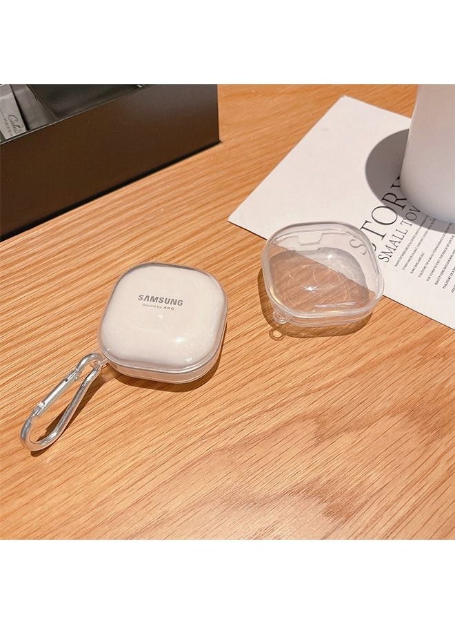 يونيك - غطاء واقي صلب مع حلقة تسلق سلسلة مفاتيح لسماعات Galaxy Buds Live (2020) شفاف - Image 1