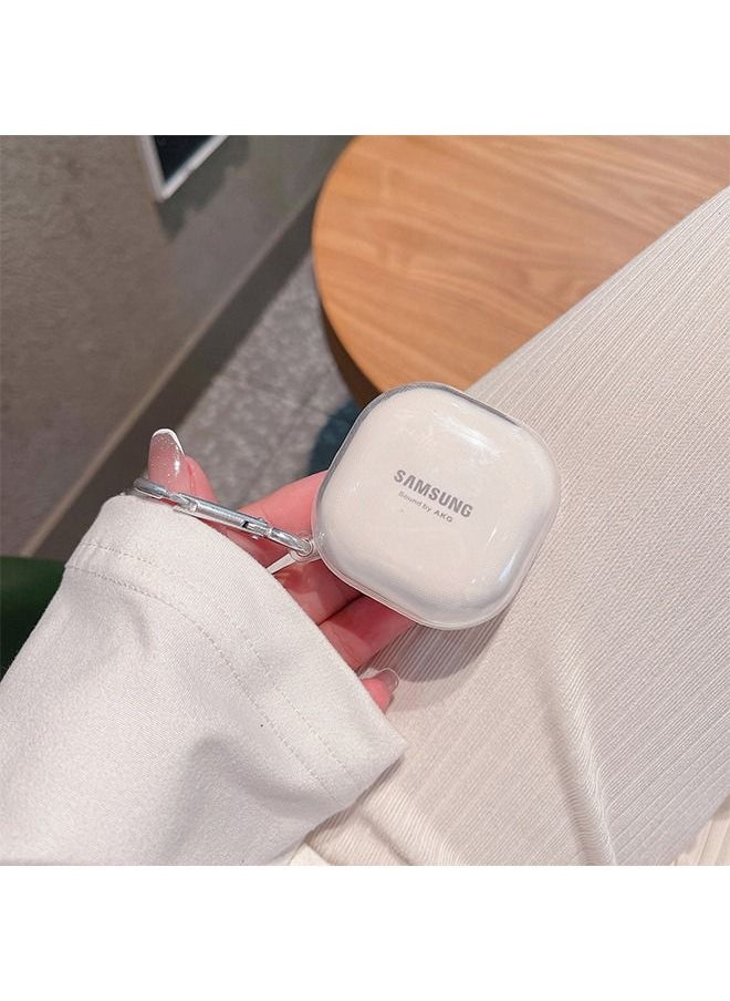 يونيك - غطاء واقي صلب مع حلقة تسلق سلسلة مفاتيح لسماعات Galaxy Buds Live (2020) شفاف - Image 1