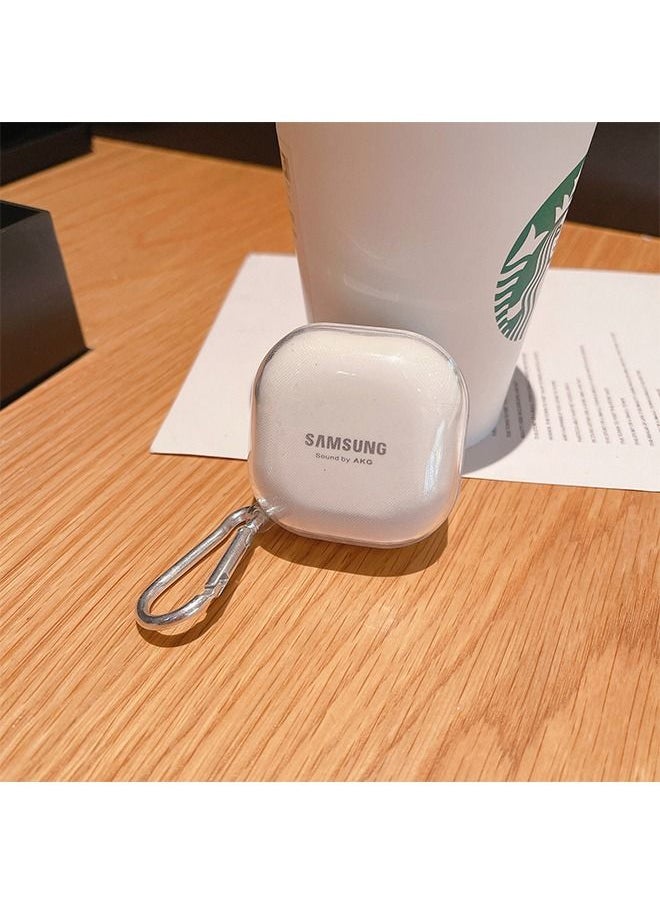 يونيك - غطاء واقي صلب مع حلقة تسلق سلسلة مفاتيح لسماعات Galaxy Buds Live (2020) شفاف - Image 1