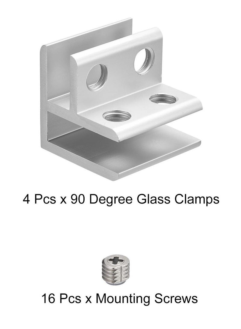 90 Degree Glass Clamp, Glass Clamp Holder for Thickness 8-10mm Aluminum Alloy Glass Shelf Support Bracket Double Side Glass Holder for Cabinet Cupboard (Set of 4) - Image 3