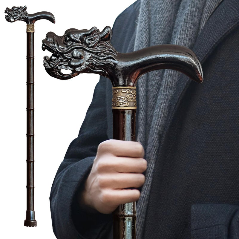 ispuoocti Wooden Cane Hand Carved Highend Walking Cane for Men and Women Lightweight Design Support Up to 500lbs Dragon Canes for Seniors Suitable for Discerning Personal and Gift Use Ashwood - Image 3