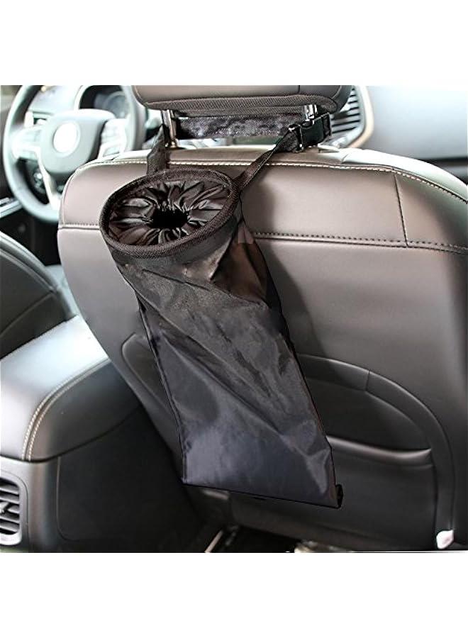 Universal Car Vehicle Back Seat Headrest Litter Trash Garbage Can (Black-2Pack) - Image 1