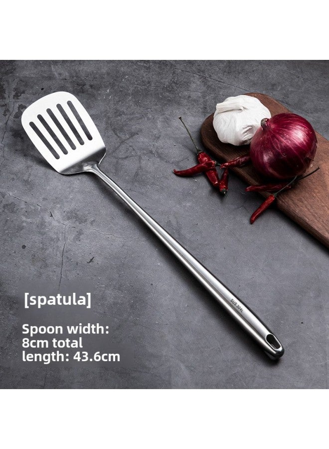 304 Long Handle Stainless Steel Pizza Shovel Household Kitchen Steak Shovel Pancake Fried Egg Leak Shovel Flat Pan Product-Color:304 Thickened Lengthened  Total Length 43.5cm - Image 1