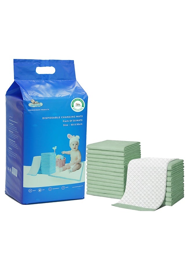Cute 'n' Cuddle Disposable Changing pads (Pack Of 30) for Baby 60 cm X 90 cm Soft Ultra Absorbent Waterproof Diaper Mess-Free Changing Mat Liners Baby Changing Mat Cover Bed Pads - Image 1