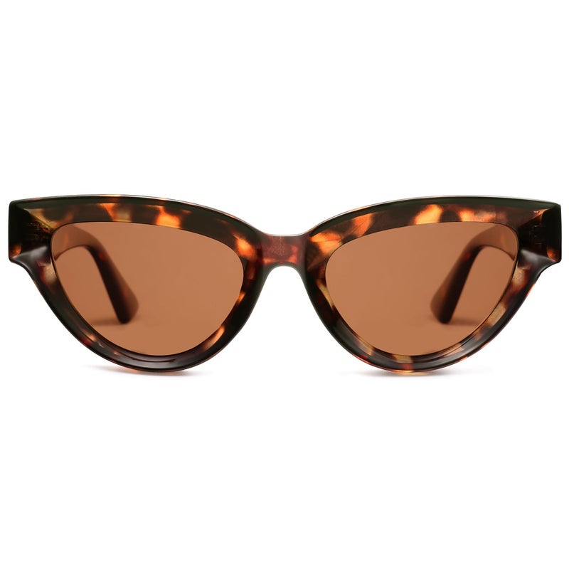 SOJOS Retro Polarized Cat Eye Sunglasses Womens Vintage Shades Trendy Stylish Sunnies SJ2331A with Tortoise/Brown Lens - Image 2