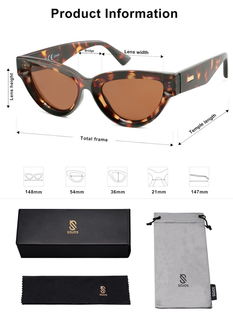 SOJOS Retro Polarized Cat Eye Sunglasses Womens Vintage Shades Trendy Stylish Sunnies SJ2331A with Tortoise/Brown Lens - Image 5